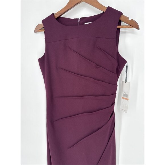 NWT Calvin Klein Women's Size 2 Purple Round-Neck Sleeveless Sheath Dress Work - Picture 7 of 13